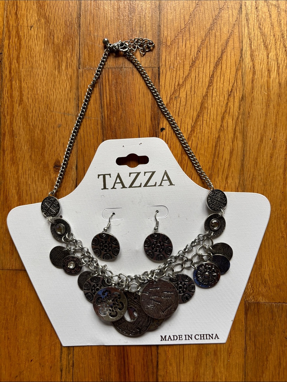 Unk Silver-Tone Layered Coin Charm Necklace and Earrings - Silver